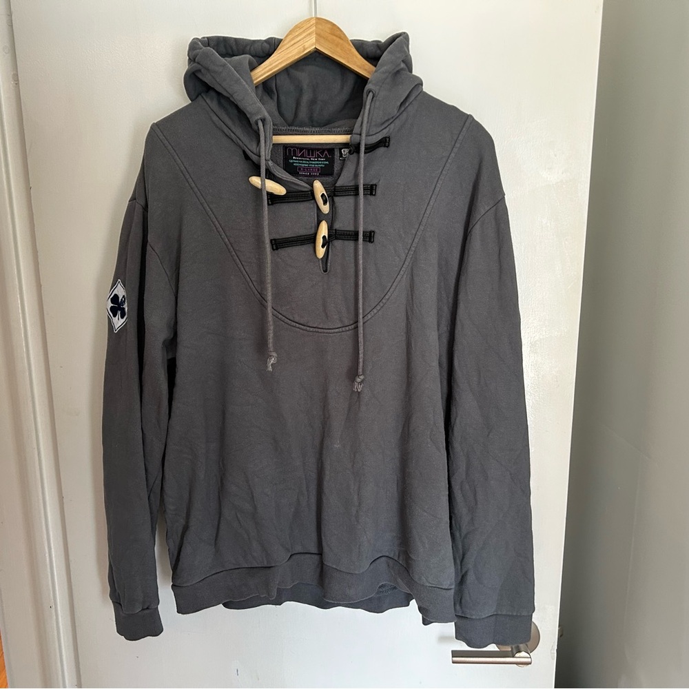 Mishka NYC | МИШКА | grey men’s hoodie with toggles
